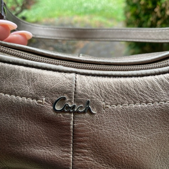 Coach Pewter Leather Shoulder Bag - Picture 10 of 12